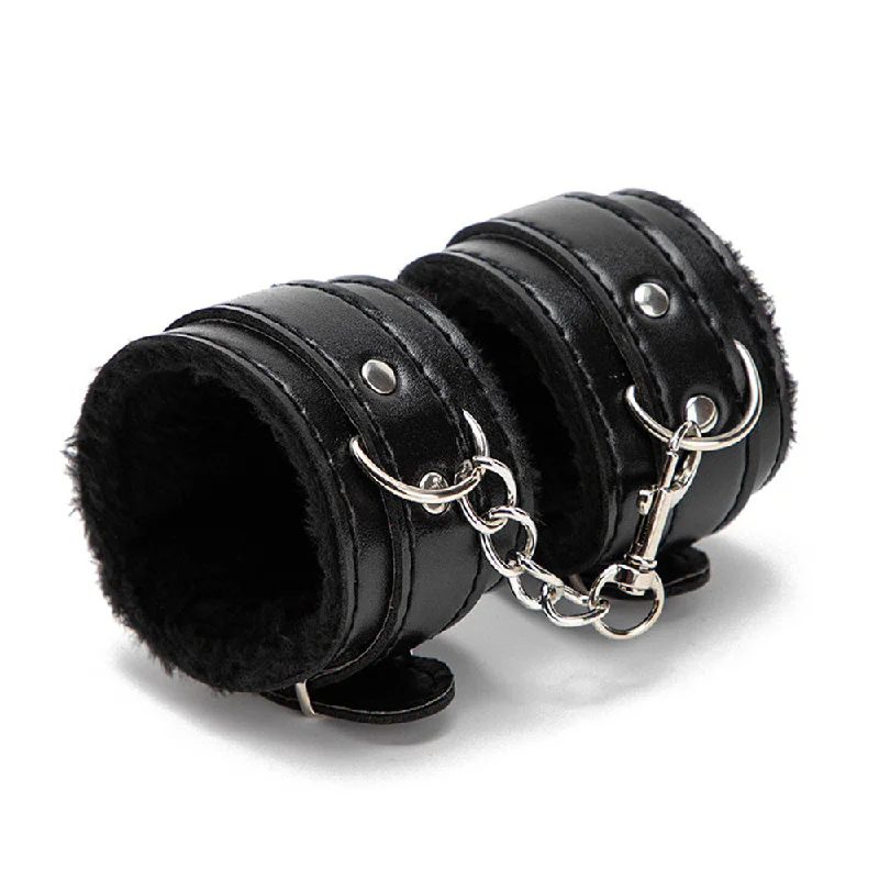 PU Leather and Furry Handcuffs Adjustable Buckle Shackle Cosplay Accessory