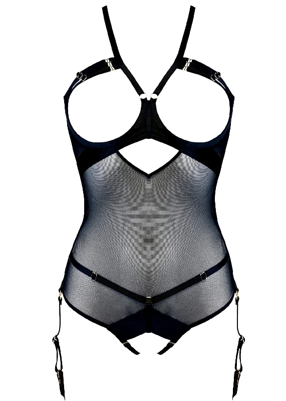 Metallic Bodysuits for a Glitzy and Glamorous Night OutArt Deco (Black) Ouvert Body