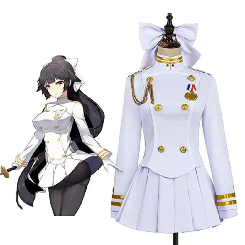 Game Azur Lane IJN Takao Cosplay Costume Women White Uniform C08587