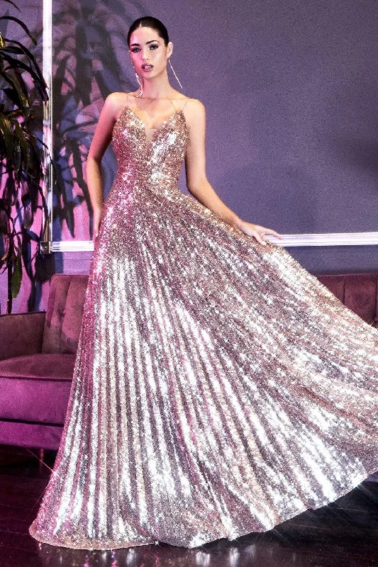 women sexy dresses for clubbing in 2025Cinderella Divine CH189 Sparkling Iridescent Long Prom Dress