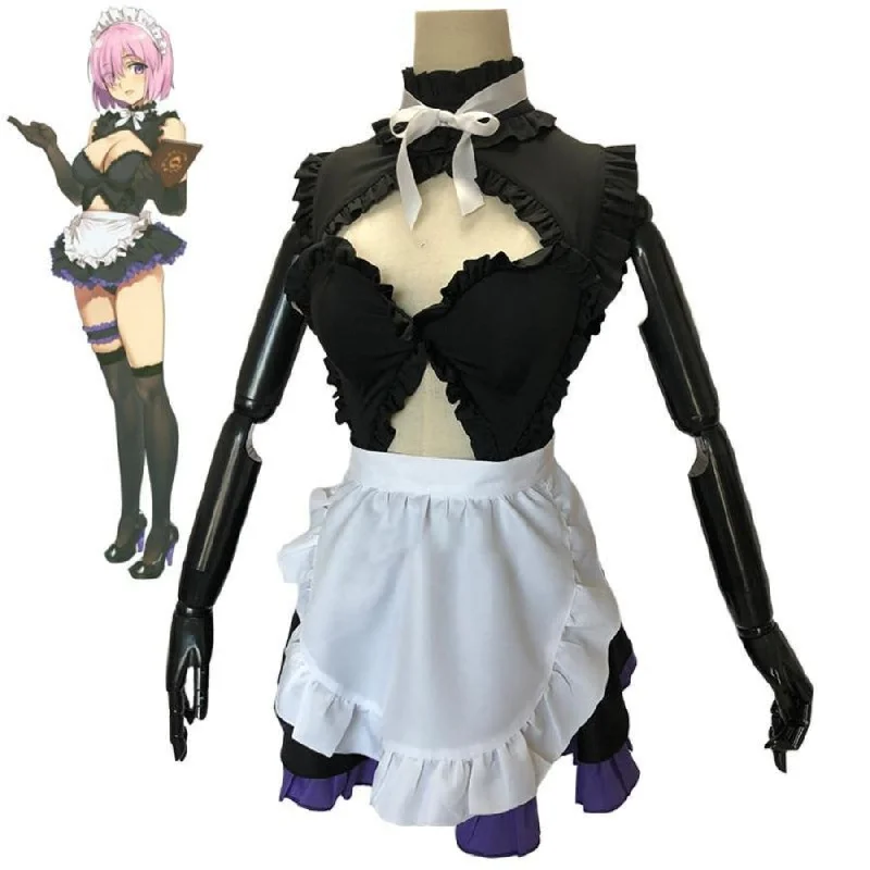 Fate Grand Order Mash Kyrielight Sexy Maid Dress Uniform Outfit Anime Cosplay Costumes C00123