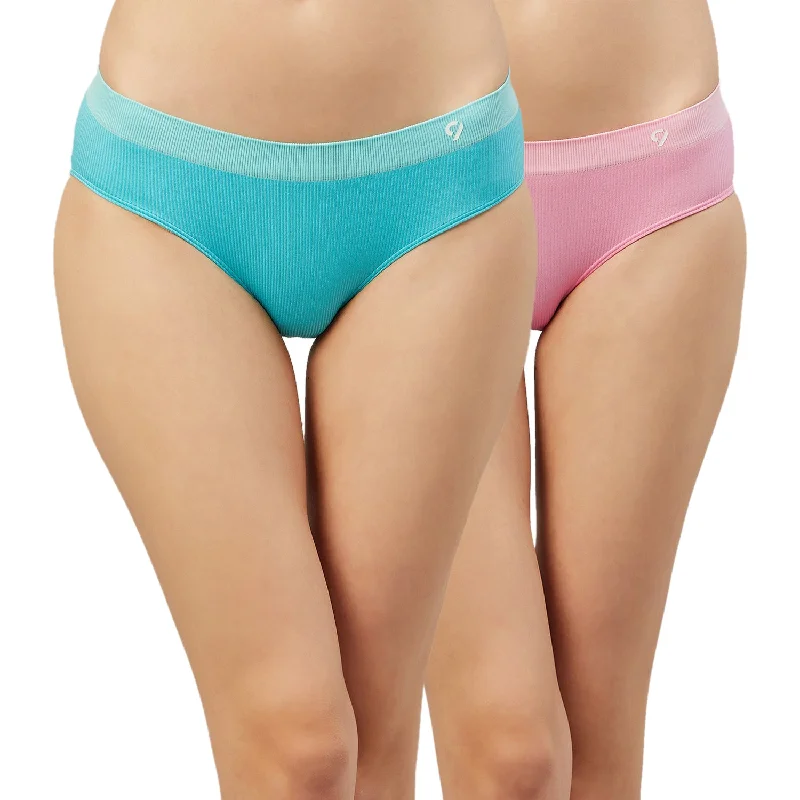 breathable panties for women with sensitive skinC9 Airwear Ribbed Panty - Cyan & Pink - Pack of 2