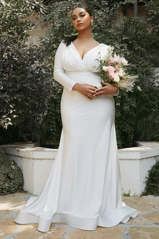 women sexy dresses with asymmetric hemlinesCinderella Divine CD0169C Long Curve Formal Plus Size Wedding Dress