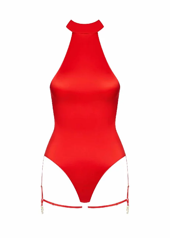 Crop Bodysuits to Pair with High - Waisted BottomsFrench Kiss Thong Bodysuit (Red)