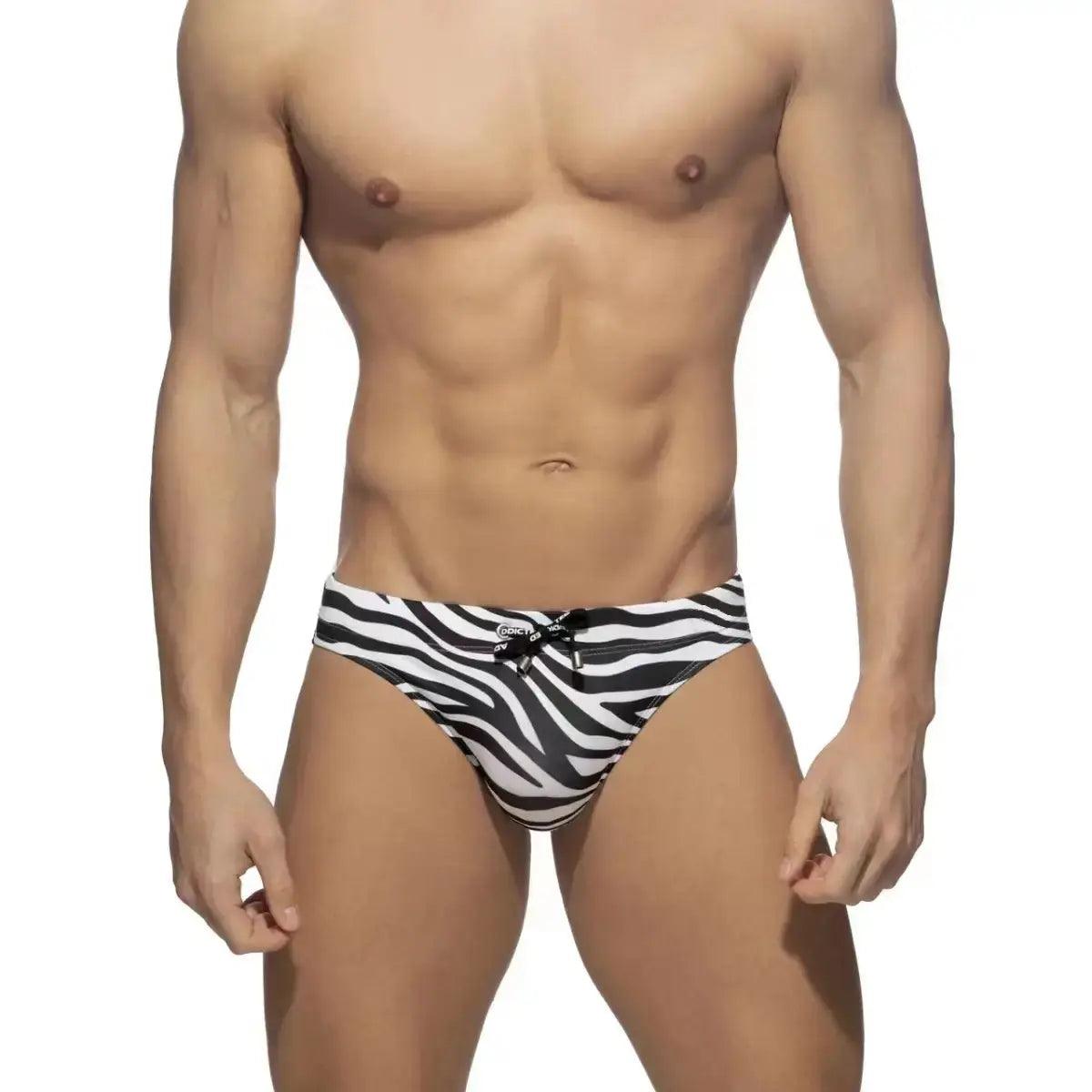 breathable panties for women with sensitive skinDomiGe Men's Zebra Low-Rise Swim Briefs Drawstring Beachwear