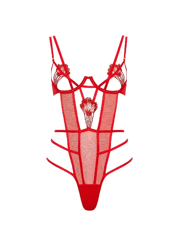 Mesh Bodysuits for a Bold and Edgy Fashion StatementBrigitte Wired Body (Red)