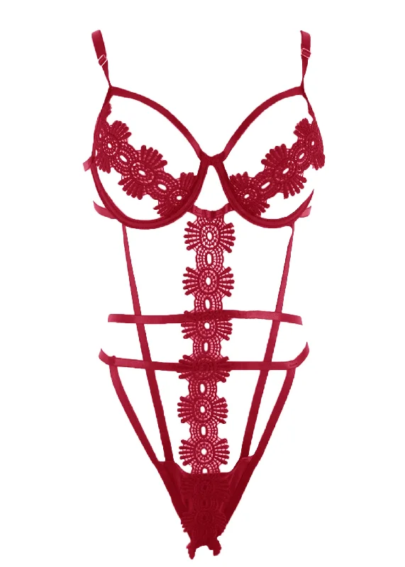 Printed Bodysuits with Floral Patterns for a Feminine VibeBrenda (Red) Cut-Out Teddy