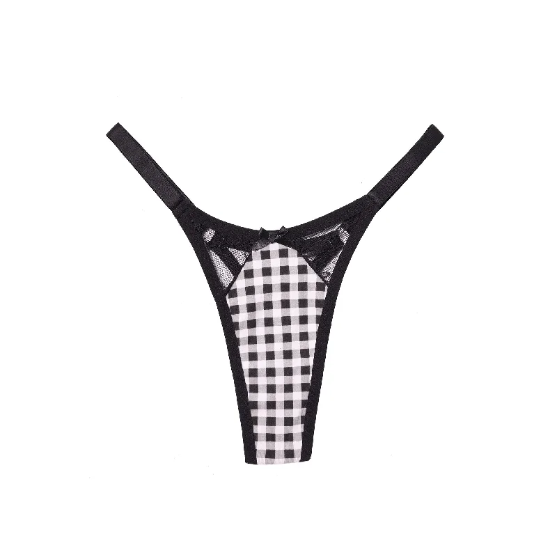 seamless printed panties for women with fashionEtienne Thong Black Gingham Jersey