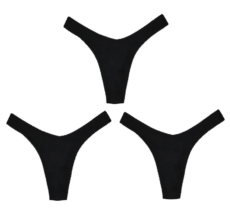 seamless boyshort panties for women for everyday wearCheryl Thong 3 Pack Black Modal Jersey