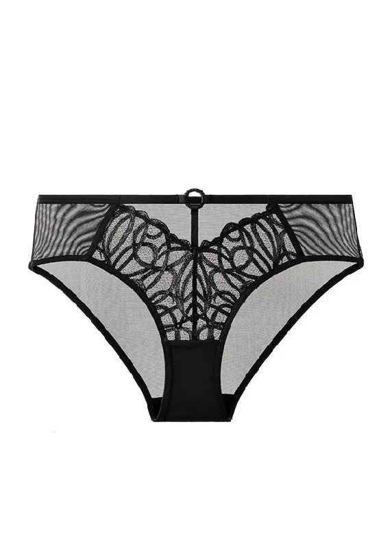 seamless thermal panties for women for warmthRORA Plus Black Lace Brief Panties with Geometric Embroidery