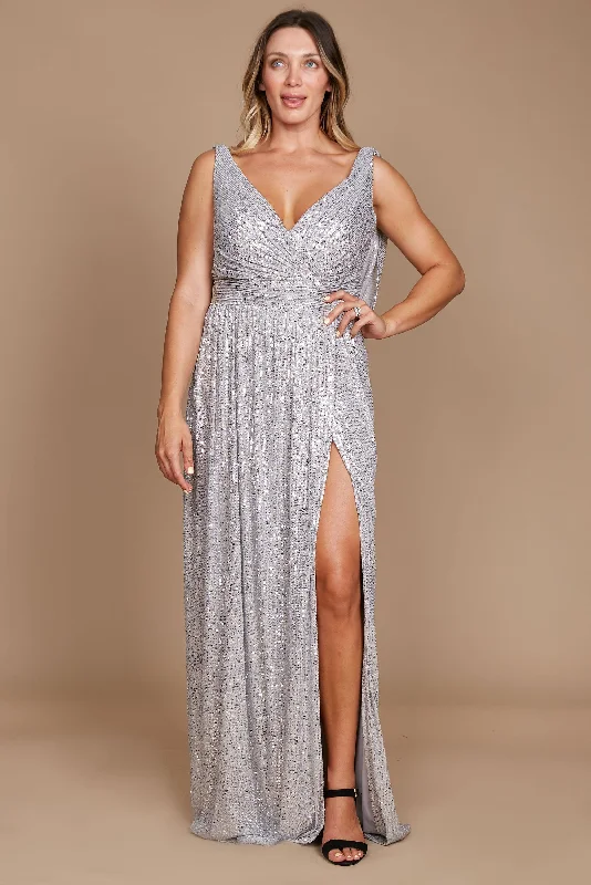 women sexy dresses with asymmetric hemlinesPlus Size Formal Dress Fully Sequin Gown