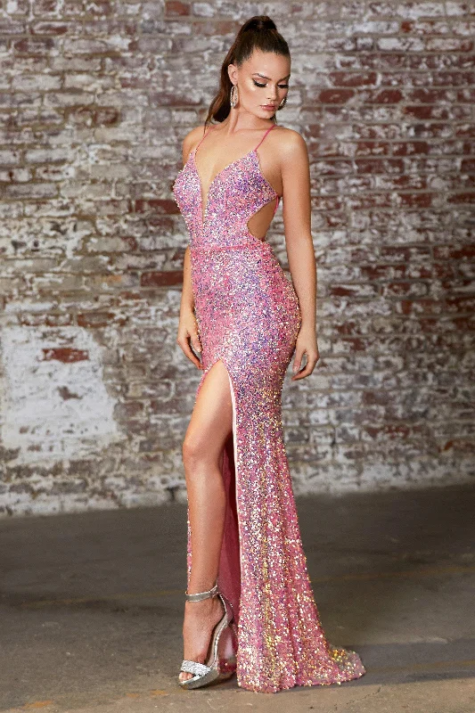 women sexy dresses with peplum accentsCinderella Divine CD175 Prom Long Formal Fitted Sequin Evening Dress