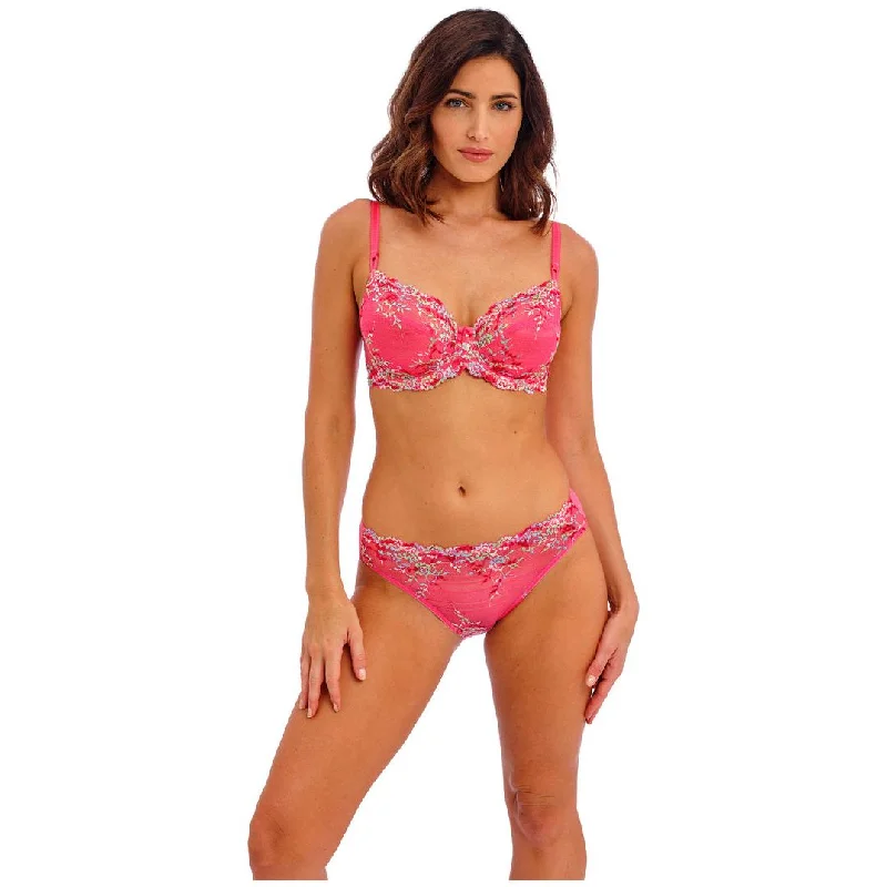 silk panties for women with a luxurious and smooth feelEmbrace Lace Bikini Brief - Hot Pink / Multi