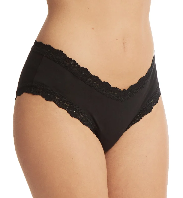 sheer panties for women with a seductive lookHanky Panky Cotton V-Front Cheeky Brief (892454) - Black