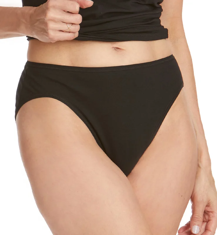 seamless wireless panties for women for a carefree experienceHanky Panky Supima Cotton High Cut Brief (892264) - Black