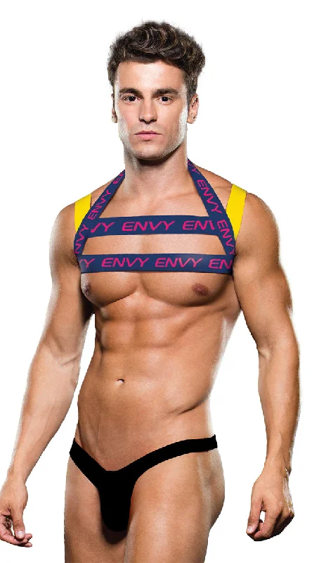 plus size women lingerie bodysuits for a sleek lookMen's Envy Colorful Logo Harness