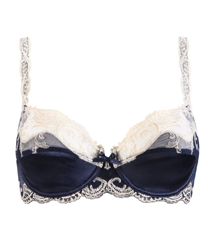 sexy lingerie for women with small busts for enhancementSplendeur Soie Navy Full Cup Bra