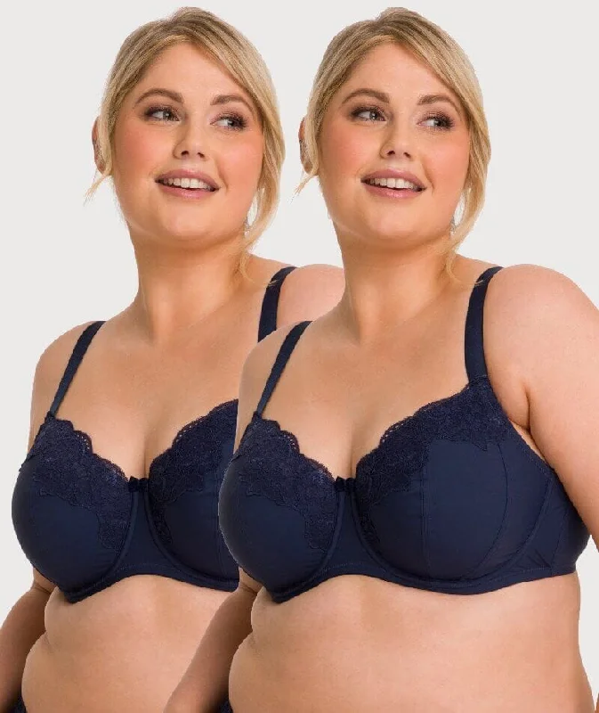 padded bras for added volumeAva & Audrey Jacqueline Full Cup Underwired Bra 2 Pack - Sapphire