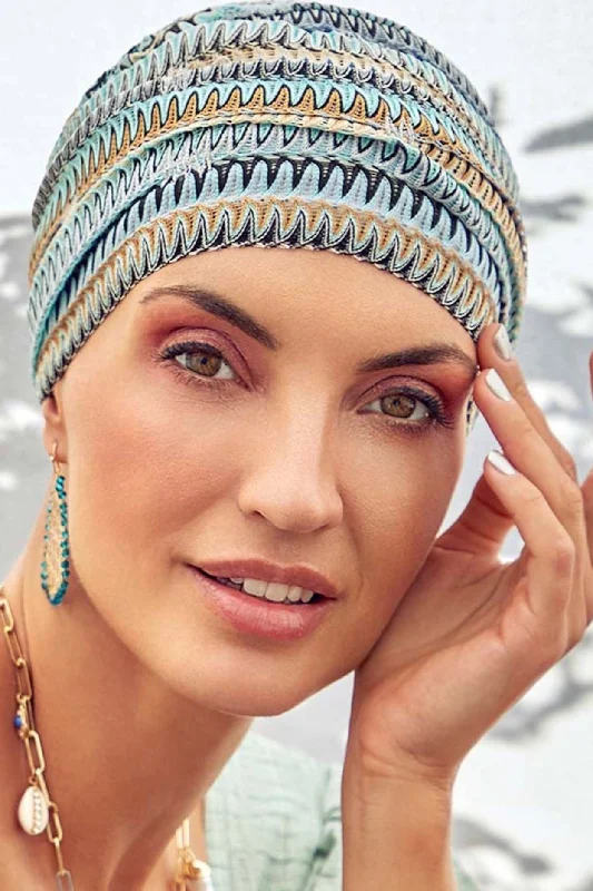 supportive sports bras for runningChristine Boho Turban - Zig Zag Blues