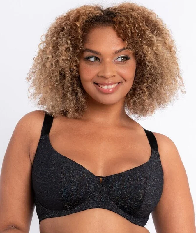 balconette lace bras for a feminine touchCurvy Kate All Night Scooped Balcony Bra - Black Multi