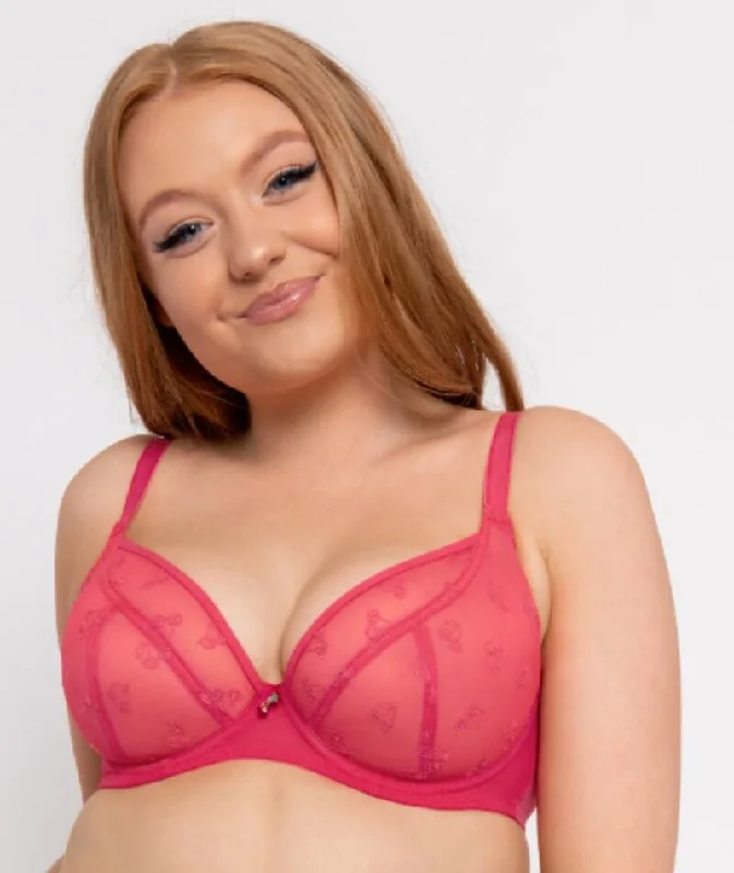 sexy lace push up bras for special occasionsCurvy Kate Cherry Pop Plunge Bra  - Cherry Glow