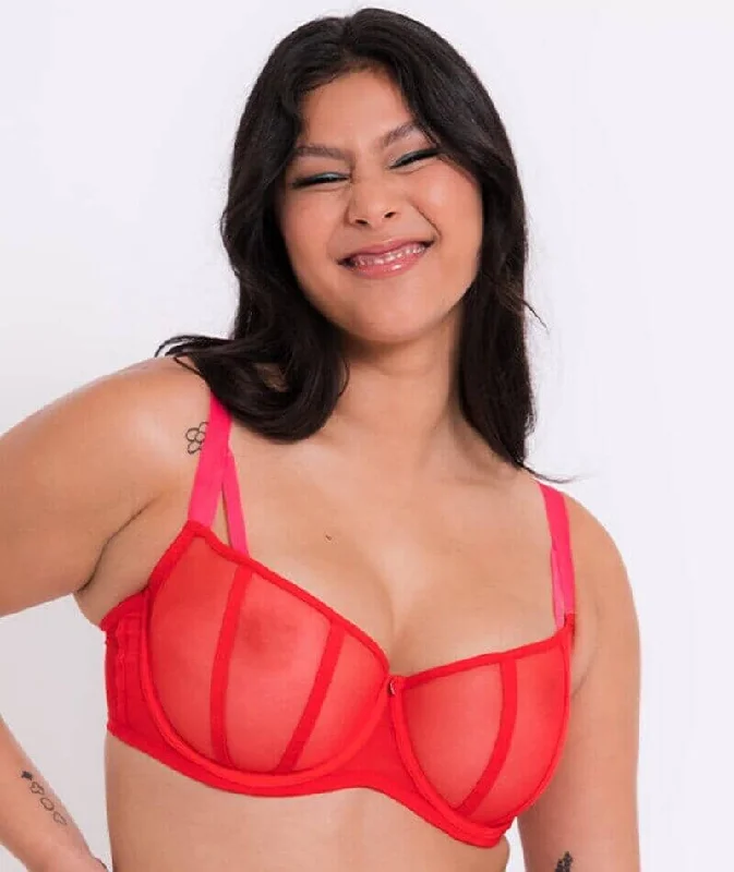 padded wireless bras for light supportCurvy Kate Elementary Balcony Bra - Red/Pink