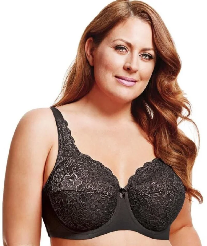 underwire sports bras for extra stabilityElila Full Coverage Stretch Lace Underwired Bra - Black