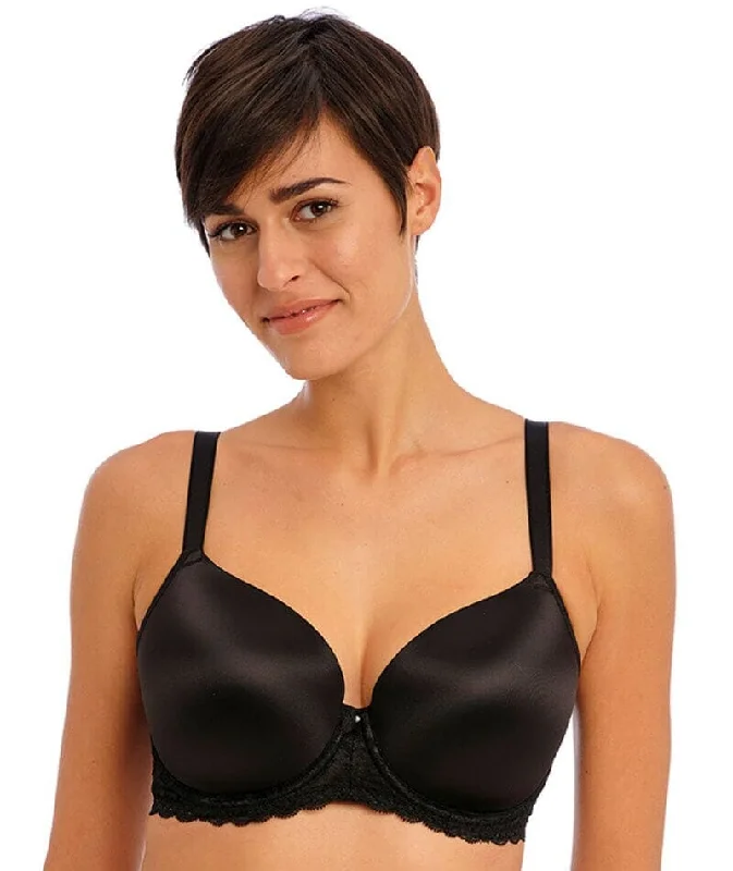 plunge bras for low cut topsFreya Offbeat Underwire Moulded Demi T-shirt Bra - Black