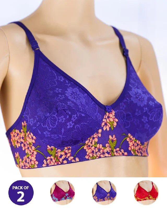 sleep bras with adjustable strapsPack of 2 Madam Bra - K-12267 - Non Padded Bra - Non Wired Bra