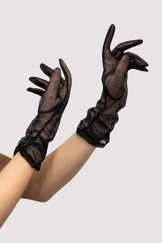 plus size bras with good supportBlack Gathered Spot Mesh Gloves