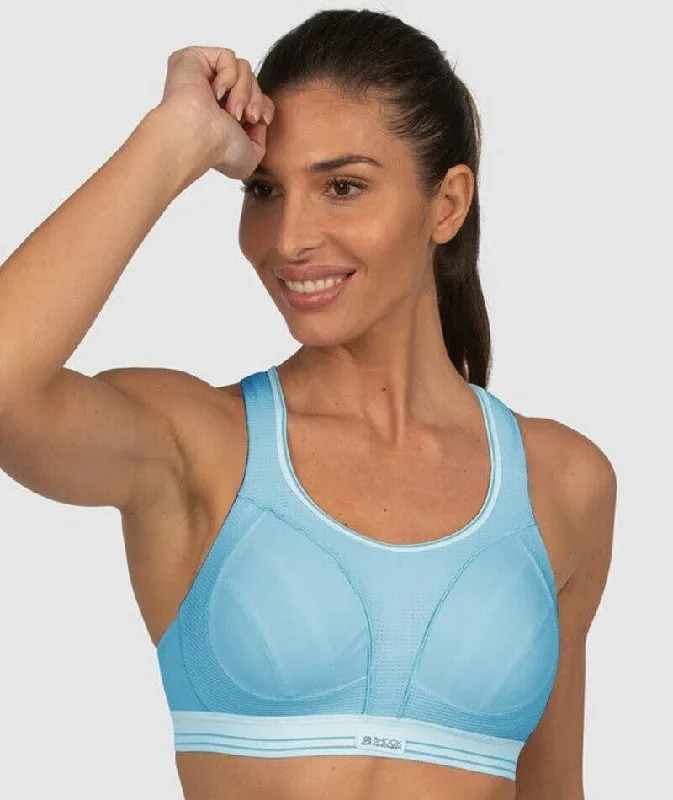 underwire sports bras for extra stabilityShock Absorber Ultimate Run Sports Bra - Light Blue