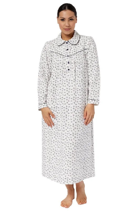 moisture wicking convertible brasBows Cotton Long Nightie Flannelette (Ivory and Navy)