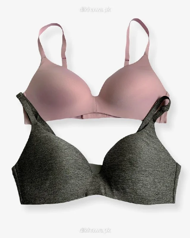 seamless bras for invisible under clothesT-Shirt Bra - Soft Padded Imported Stocklot Branded Pushup Bra - Non Wired Bra - Non Padded Bra - Pack of 2