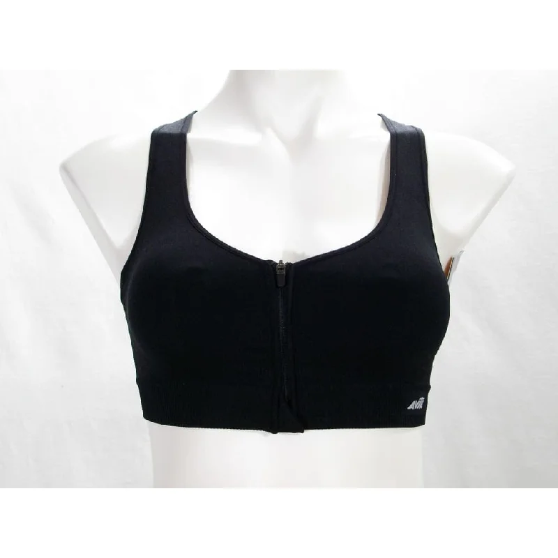 moisture wicking convertible brasAvia Zip Front Close Zip Up Zipper Wire Free Sports Bra SMALL Black NWT