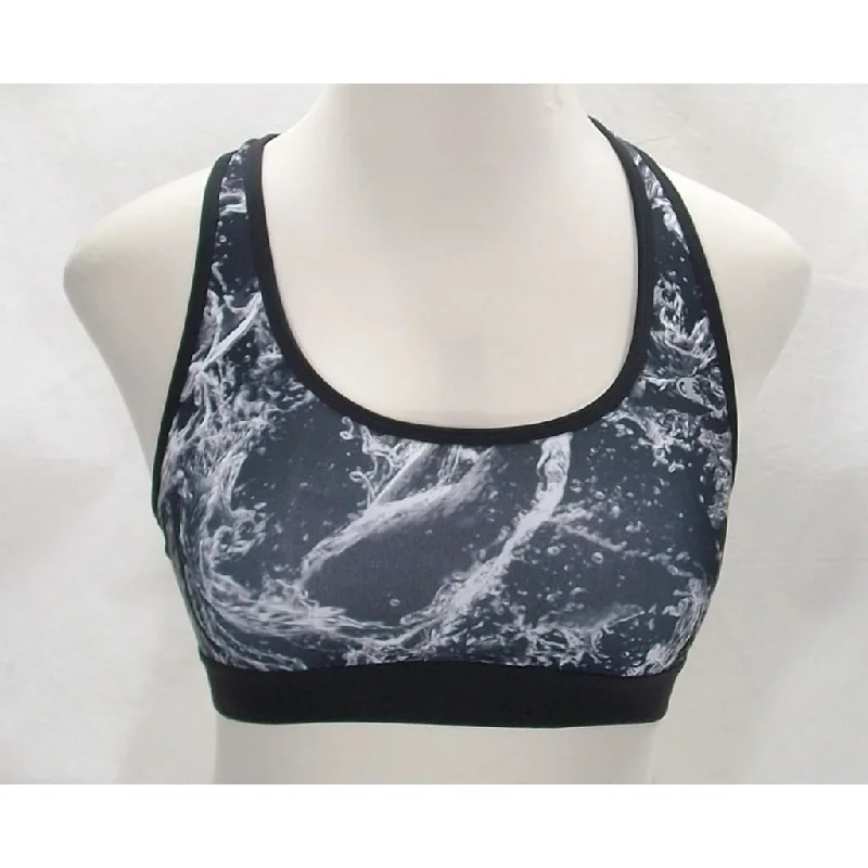 moisture wicking sports bras for sweaty workoutsChampion B0971 Wire Free Sports Bra LARGE Black & White Abstract Print