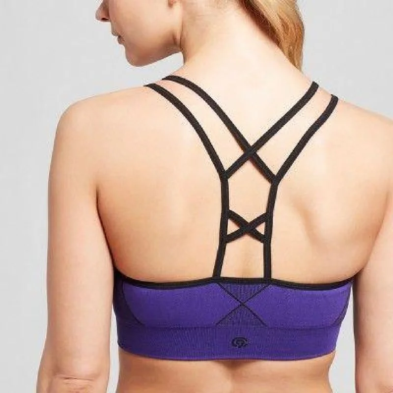 plunge push up bras for a bold lookChampion N9753 Seamless Strappy Cami Sports Bra X-SMALL Violet NWT