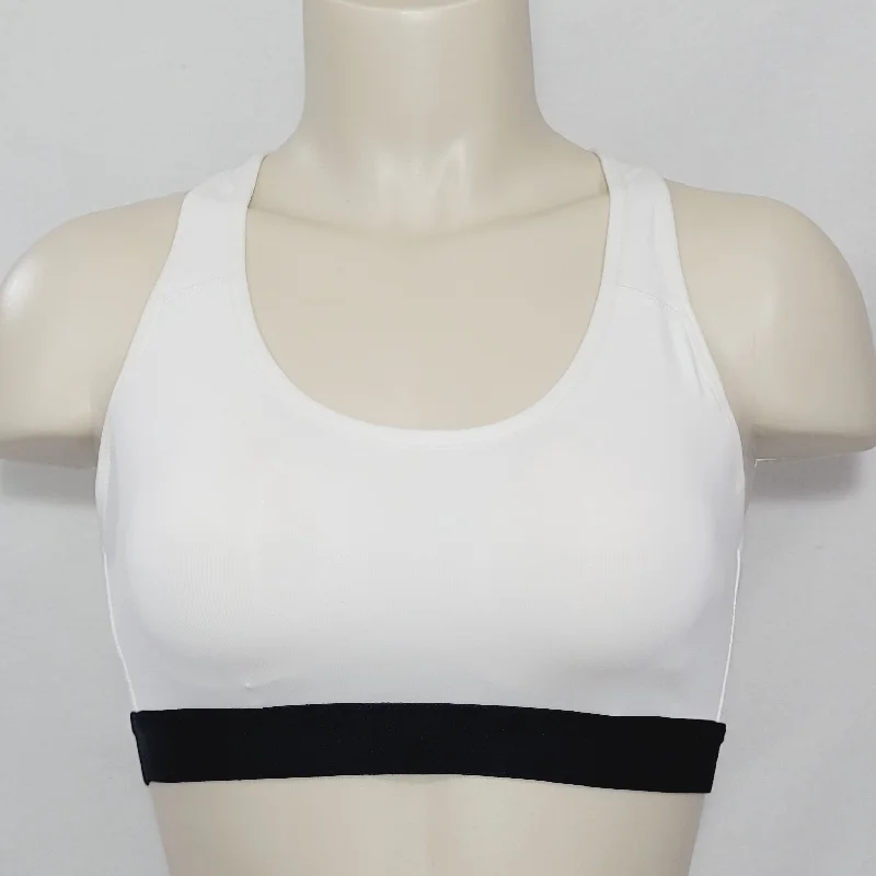 sleep bras with adjustable strapsChampion N9678 Power Core Compression Wire Free Padded Racerback Bra MEDIUM White & Black