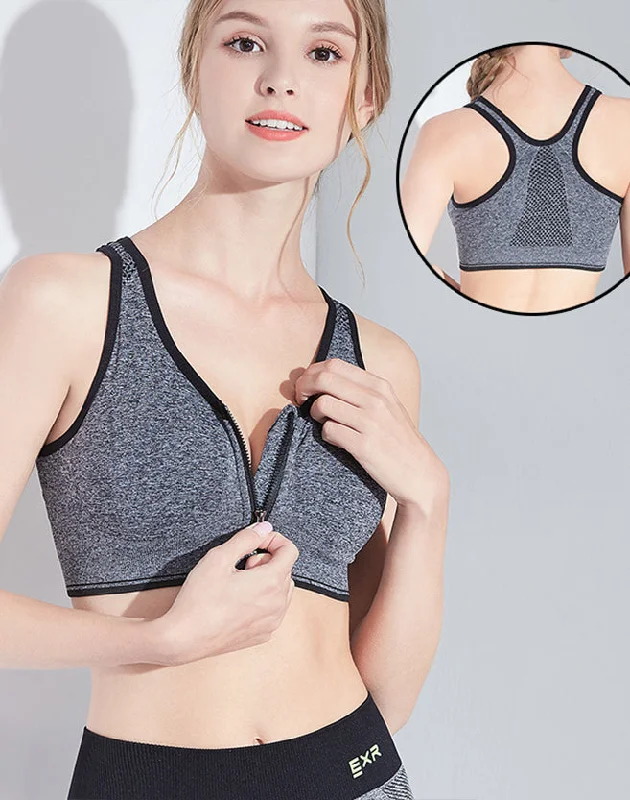 padded bras for added volumeFront Zip Sports Bra