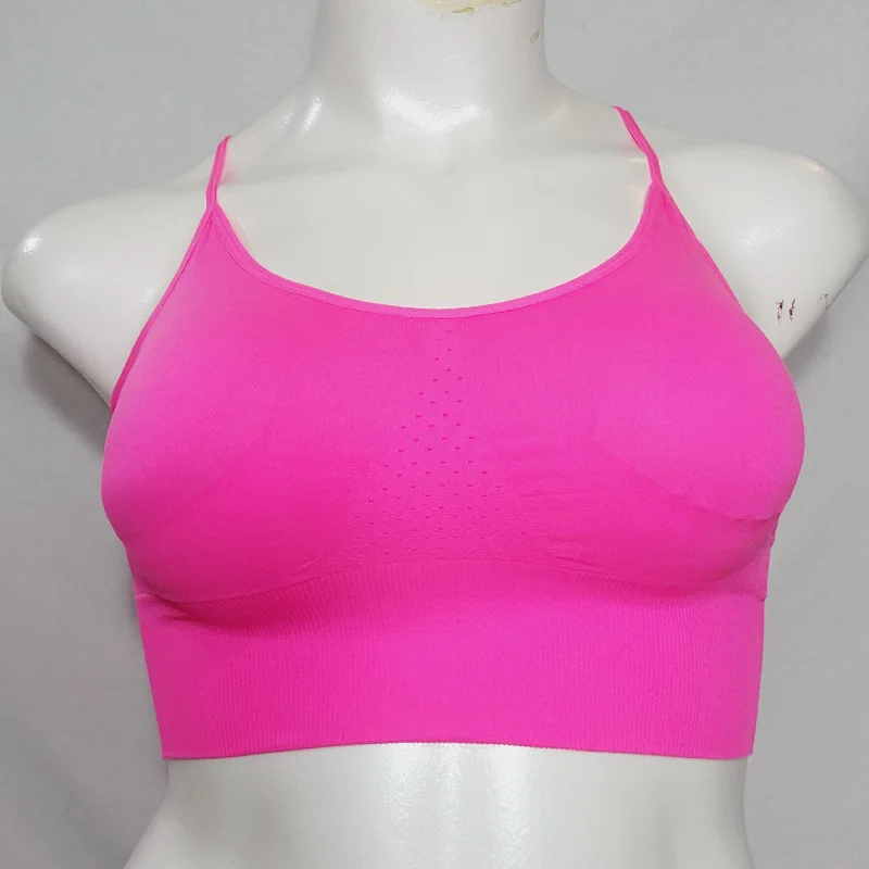 seamless backless bras for summer dressesEverlast Wire Free Low Impact Racerback Sports Bra LARGE Bright Pink NWT