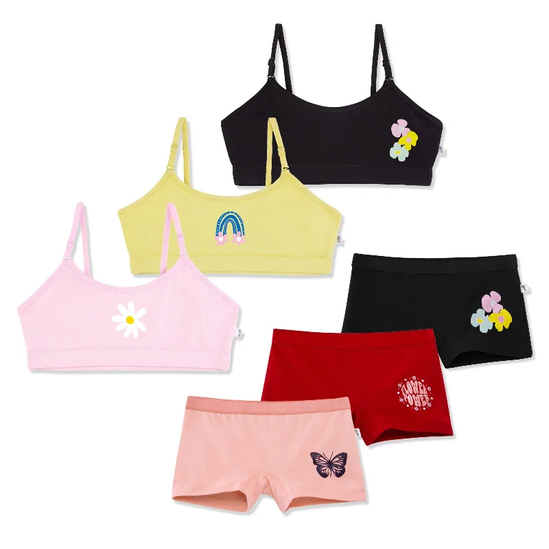 sports bras for high impact workoutsFlower Power 6-pack Training Bra & Trunk Set