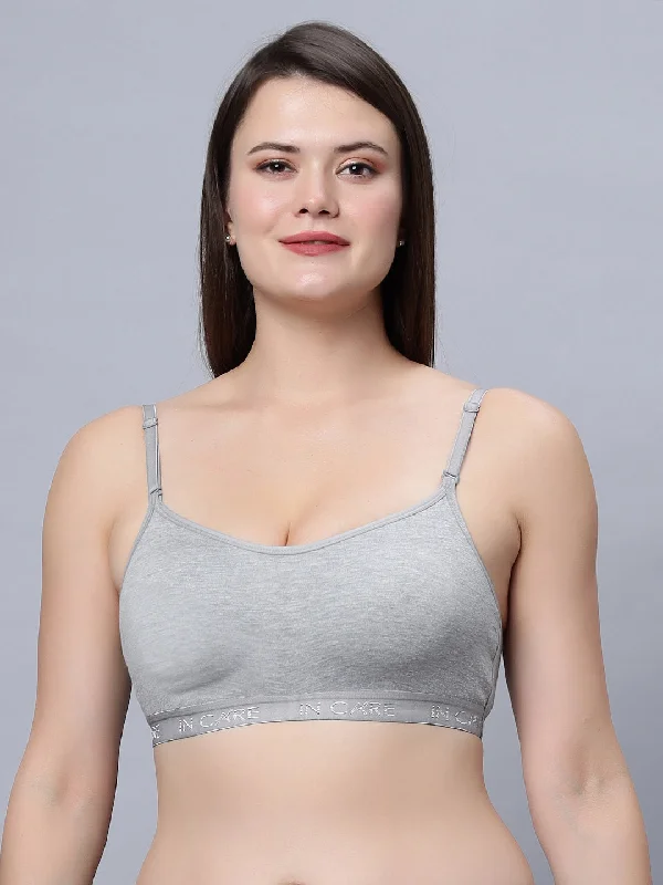 plunge wireless bras for a natural lookFull Coverage Non-Padded Sports Bra Grey Color (Pack of 1)