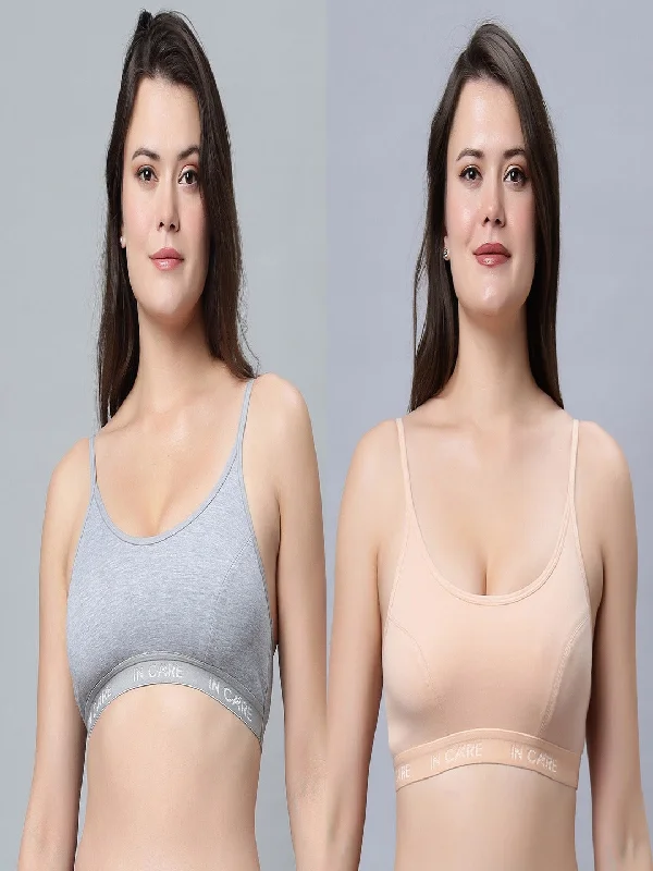 sexy lace push up bras for special occasionsFull Coverage Non-Padded Sports bra Skin Grey color(Pack of 2)