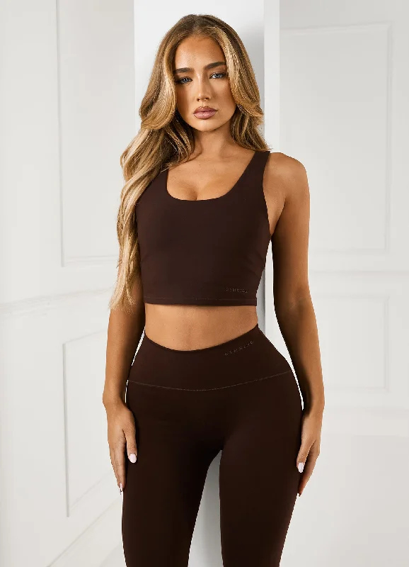 convertible bras with adjustable strapsGym King Peach Luxe Tank - Cocoa Luxe