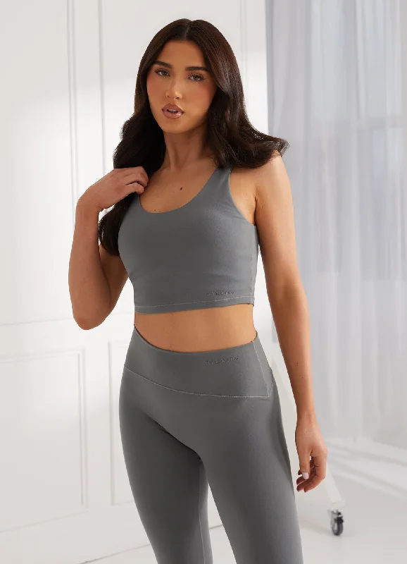 moisture wicking sports bras for sweaty workoutsGym King Peach Luxe Tank - Dark Sage Luxe